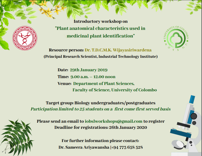 Workshop on “Plant anatomical characteristics used in medicinal plant ...